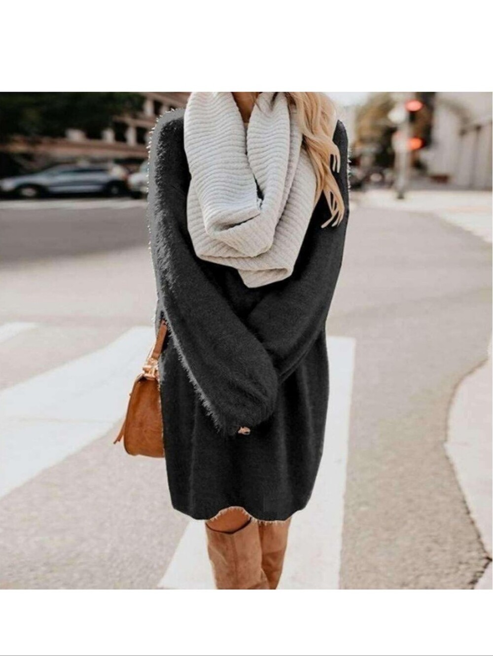 Cozy Charcoal Oversized Sweater Dress